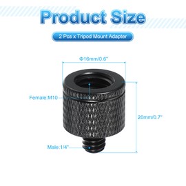 PATIKIL Tripod Screw Adapter M10 Female to 1/4" Male, 2 Pcs Tripod Nut Connectors Camera Mount Screw Camera Double Head Converter for Microphone Holder Magic Arms Accessories