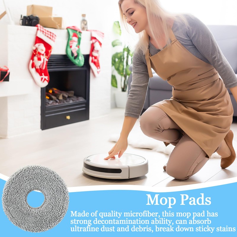 LemonRoad 4 Pack Microfiber Replacement Mop Pads Compatible with iRobot