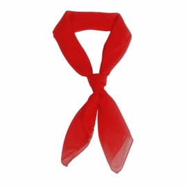Bwerfuet Vintage Soft Chiffon Scarf 50s Square Neck Head Scarf for Women (Red)