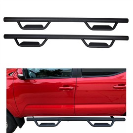 ECOTRIC Running Boards Compatible with 2005-2023 Toyota Tacoma Double Cab with 4 Full Size Nerf Bars Door Dropped Side Steps Hoop (Matte Black)