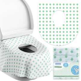 Toilet Seat Covers Disposable for Kids and Adults, YIHATA 20 Pack Extra Large Waterproof Toddler Potty Training Toilet Cover Individually Wrapped Potty liners for Public Restroom, Travel(Green Point)