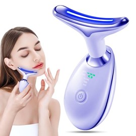 Gesichtsmassagegerät Gegen Falten, V7 Schönheit Gerät für Gesicht und Hals, mit 3 Modi, 45°C Anti-Falten Gesichtsgerät Hautstraffung & Lifting, Tragbares EMS Gesichtsmassage für Frauen Männer