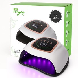 LAC FOR YOU UV LED Nail Lamp 72 LEDs 365+405nm - Semi-Permanent Nail Dryer with Automatic Sensor, 4 Timers, Low Heat, Removable Base, LCD Display - UV Lamp, Hands & Feet