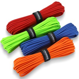 Unaibber 40 m Paracord 4 mm, Pack of 4 x 33 ft, Paracord Cords Rope, 7 Core Strands, Paracord Made of Tear-Resistant 100% Nylon Rope, Type III Paracord Holds up to 250 kg for Survival Camping, Total