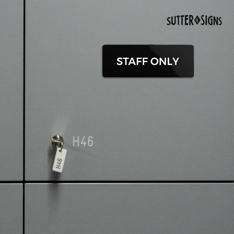 Staff Only Sign, Durable ABS Plastic with Full Adhesive Backing,