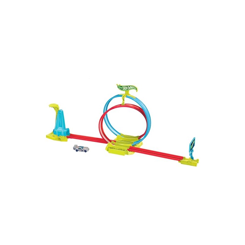 Hot Wheels Action Pista de Juguete Circuito Doble Loop Neón