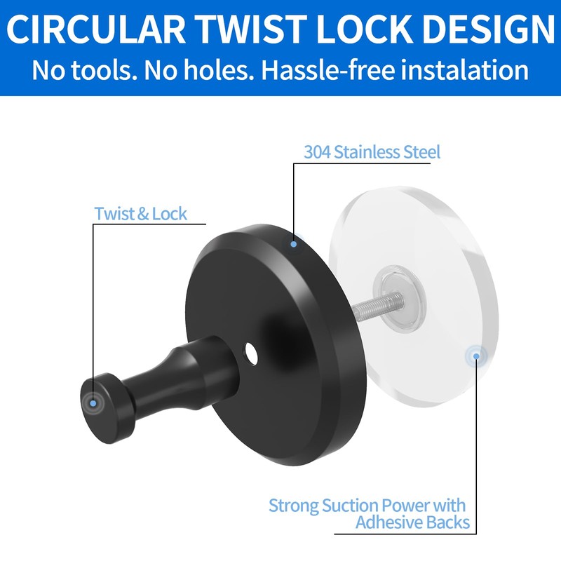 JUYSON Suction Cup Hooks for Shower, Towel Hooks for Bathrooms,