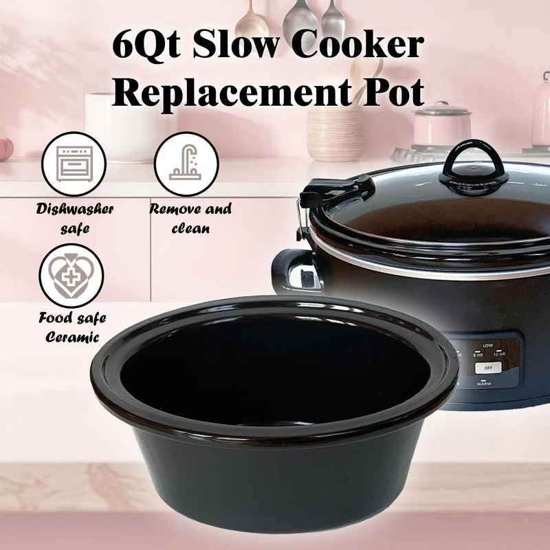 6qt Slow Cooker Ceramic Pot Replacement, Compatible with Crockpot Models