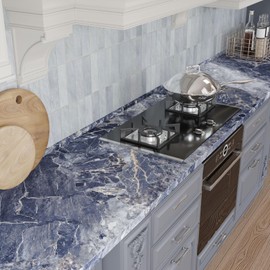 CRE8TIVE Navy Grey Cracked Marble Contact Paper for Kitchen Countertops 12"x80" Adhesive Matte Marble Wallpaper Peel and Stick Waterproof Granite Countertop Contact Paper for Bathroom Cabinets Drawers