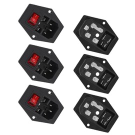 Qjaiune 6PCS IEC320 C14 Inlet Power Plug Socket, 250V 10A AC Rocker Switch 3 Pin Socket Plug, Male Power Socket with Fuse Rocker Switch, AC Entry Module Plug with 5A Fuse Switch