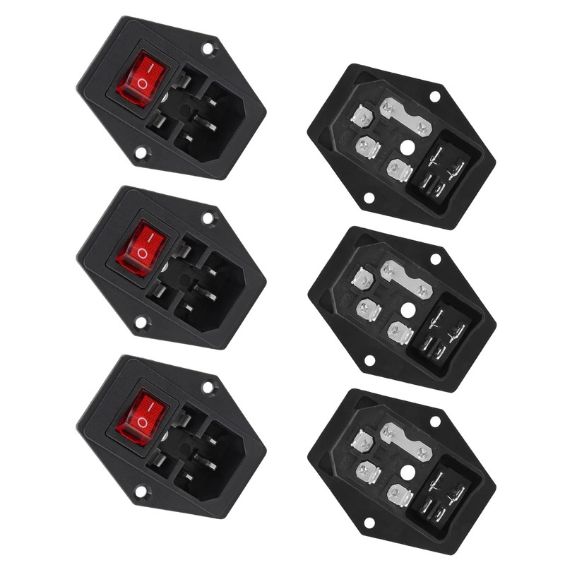 Qjaiune 6PCS IEC320 C14 Inlet Power Plug Socket, 250V 10A