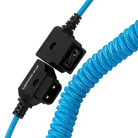 KONDOR BLUE | D-Tap Extension Male to Female Coiled Cable | 16"-36" D-Tap Connector Extension, Reverse Polarity Protection, & Ultra-Durable | Blue