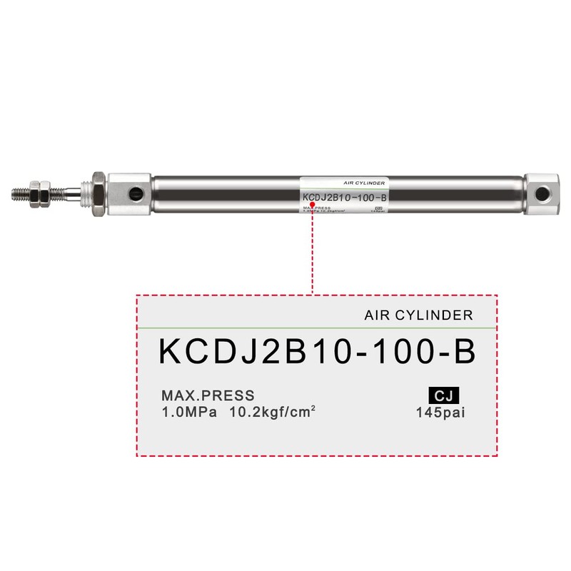 Heschen Pneumatic Slim Air Cylinder, CDJ2B 16-100, M5 Port, 16