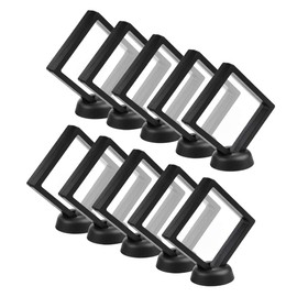 CrazyStorey Set of 10 Pcs Black Diamond Shape Display 3D Floating Frame Display Holder Stands ，Medallions, Jewelry，Challenge Coin，2.75 x 2.75 x 0.75 inches