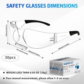 Salfboy Salfboy Clear Safety Glasses Bulk of 30 Ansi Z87.1 Certified for Scratch Impact Resistant Lens Protective Eyewear for Work, Lab, Construction