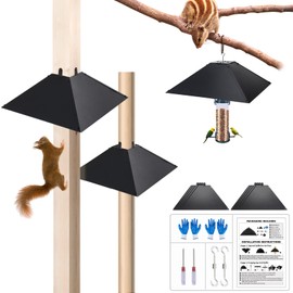 BULFULL 2 Pack Squirrel Baffle for 4x4 Post or Hanging, 2-in-1 Metal Squirrel Guards for Wooden Pole, 17 Inch Outdoor Hanging Feeders to Deter Squirrels, Racoons (Black)