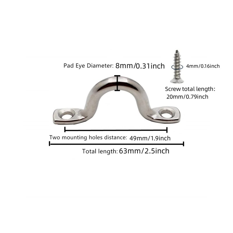 QLXHBOT M8 316 Stainless Steel Bimini Boat Top PAD Eye,