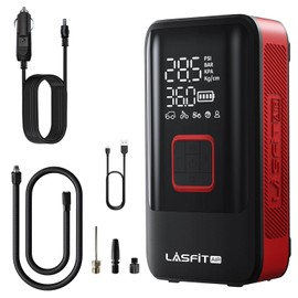 [2025 Upgraded] LASFIT TK1 Car Air Compressor [5X Fast Inflation] 150PSI Tire Inflator Portable Air Pump w/Digital Pressure Gauge, Smart Auto Stop for Pickup Truck SUV Sedan Motorcycle Bike Ball