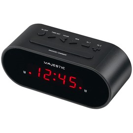 Majestic SVE 235 Digital Alarm Clock with LED Display, Dual Alarm, Snooze Function, Black