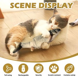 Floppy Fish Cat Toy,Cat Toy for Indoor Cats,11" Interactive Catnip Toys, Realistic Plush Fish Toy,for Indoor Pets Flopping/Moving Dog, Washable, Perfect for Cats Kittens to Bite, Chew and Kick