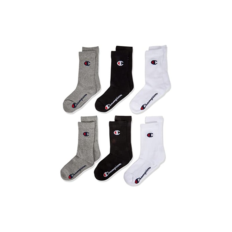 Champion Unisex Socks (Pack of 6), Light grey melange/white/black