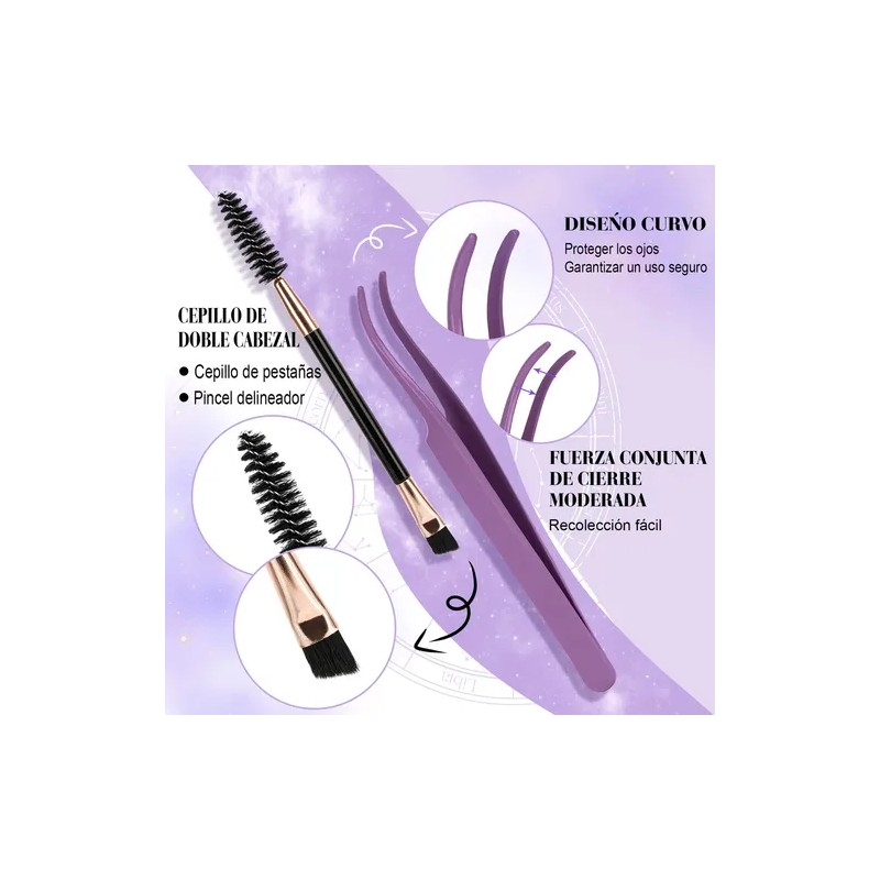 Kit de Extensiones de Pestañas Negras Curvatura D para Aplicación