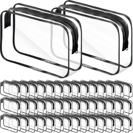 Reginary 36 bolsas de maquillaje transparentes, bolsas de aseo de viaje a granel, bolsas de cosméticos transparentes con cierre, impermeables, portátiles, de plástico de PVC con cierre, fundas organizadoras para mujeres y hombres, día festivo, viajes, ba