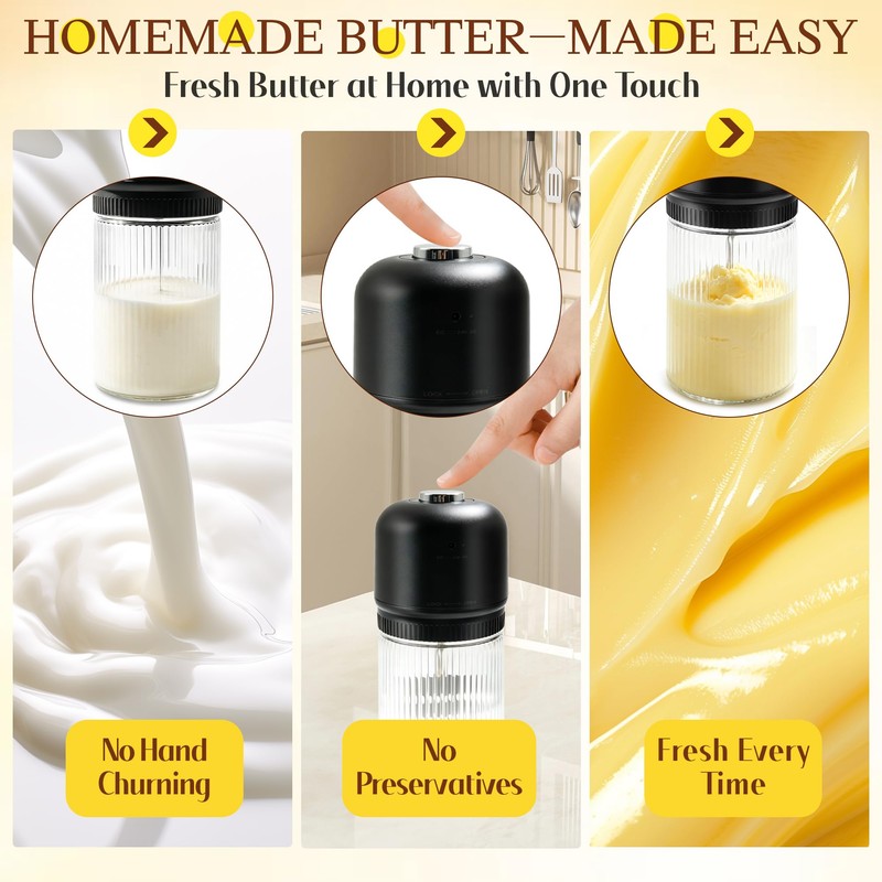 Electric Butter Churn, One-Touch Butter Maker for Homemade Fresh Butter
