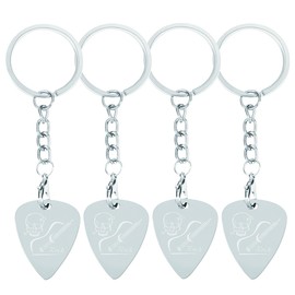Guitar Picks Stainless Steel Guitar Pick Keychain Gift for Guitarist Music Lover Keychains Music Gifts 4 Pack