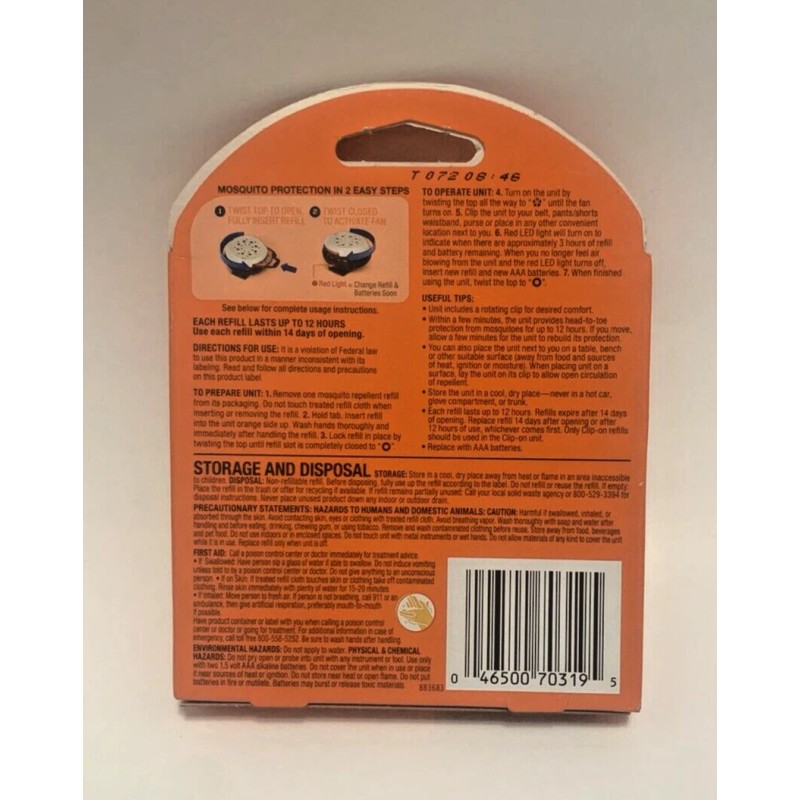 Johnson OFF! Clip-On Mosquito Repellent 2pk Refills Keeps Mosquitoes Away