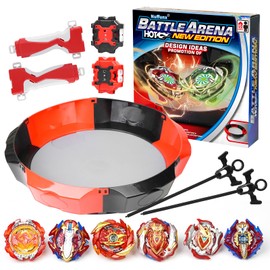 Nuffunx Bay Blade Large Stadium with 6 Burst Spinning Tops Launcher Set, for Age 5 6 7 8 9 10 11 12 Year Olds,Christmas and Birthday Gifts for Kids