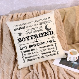 Aconesong You're Awesome Boyfriend Gifts Decorative Boyfriend Cushion Cover Throw Pillow Cover Gift for Boyfriend Birthday Valentines Day Cushion Case 18 x 18 inches Beige (Boyfriend)