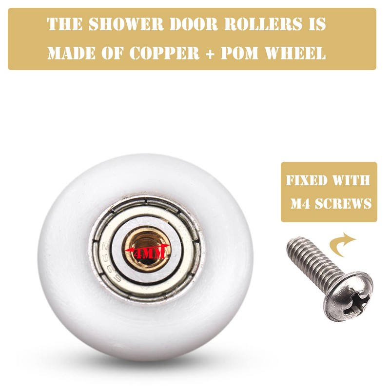 Atoplee 4 pcs Shower Door Rollers Runners Wheels - Replacement