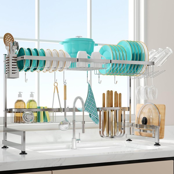 MAJALiS Over Sink Dish Drainer Drying Rack, 2 Tier Stainless