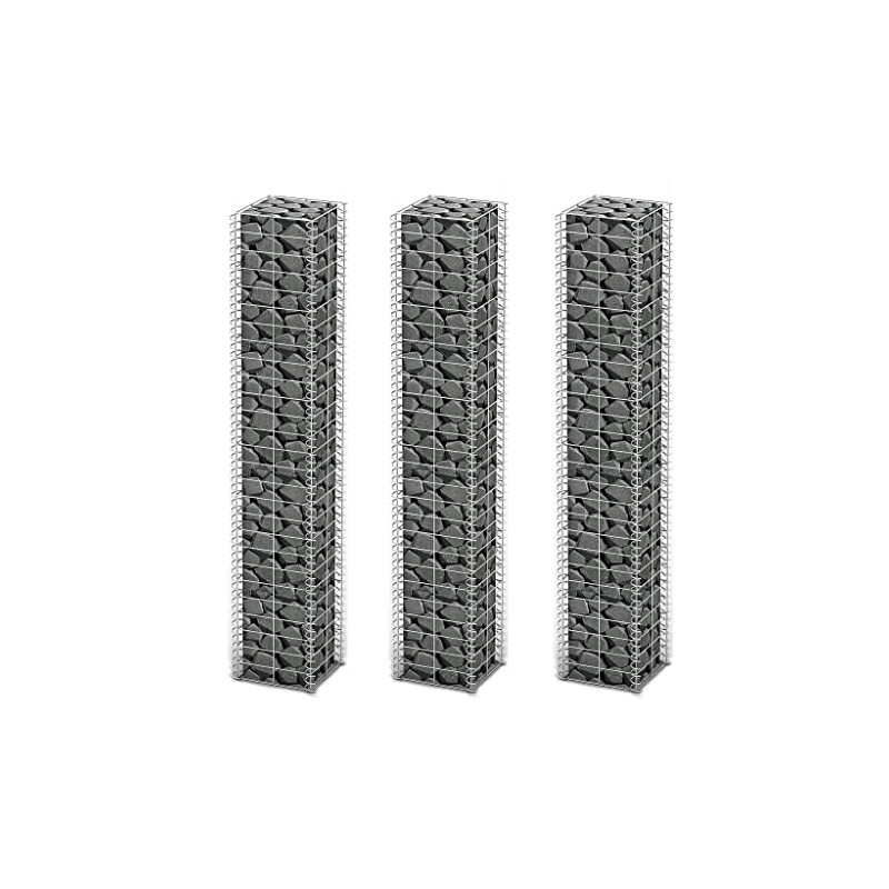 vidaXL Gabion Set 3 pcs Galvanized Wire 9.8"x9.8"x59"
