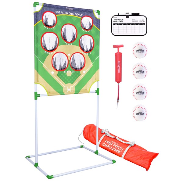 GoSports Pro Pitch Challenge Baseball Toss Game Set | Includes Target, 4 Baseballs, Scoreboard and Case