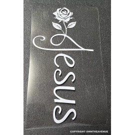 OwnTheAvenue Jesus Cross Rose Decal Sticker Vinyl Decal Religion Faith God Faithful Spiritual