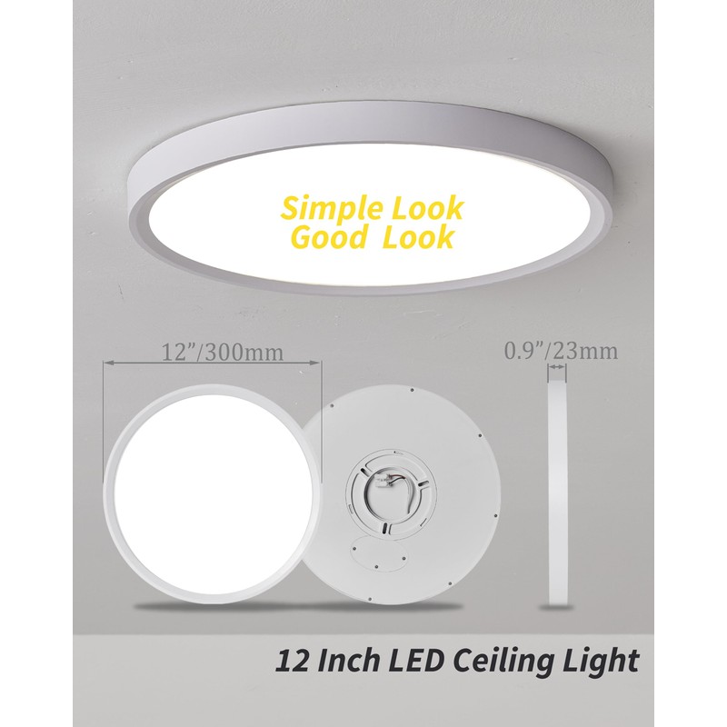 4Pack 12 Inch Dimmable LED Flush Mount Ceiling Light Panel,24W