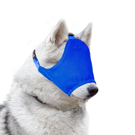 OHCOZZY Dog Calming Cap Eye Mask with Soft Flexible Fabric, Adjustable Pet Mask Muzzle for Dogs Grooming Anti Car Sickness(S,Blue)