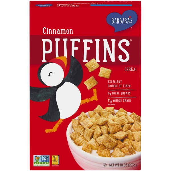 Barbara's Puffins Cinnamon Cereal, Non-GMO, Vegan, 10 Oz Box (Pack of 6)