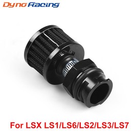Dyno Racing Aluminum Billet Valve Cover Adapter Oil Cap Breather Fitting AN10 & Filter Accessory Compatible With LX LSX LS1 LS2 LS3 LS6 LS7
