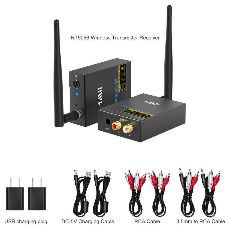 1Mii 2.4Ghz Wireless Audio Transmitter Receiver for HiFi Stereo, 320ft