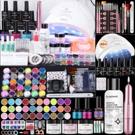 Glamonade Acrylic Nail Kit with Everything: Professional Nail Kit Set for Beginners 48W Nail Lamp Complete Nail Supplies Salon