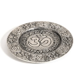 Hosley Aluminum Incense Sticks Burner Votive Pillar Holder 4.5 Inch Diameter Aged Silver Finish Tibetan Style Incense Holder Ideal Gift for Aromatherapy Zen Spa Reiki Chakra Candle Garden Settings O4