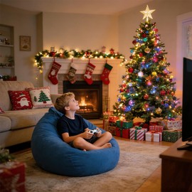 LPMOERA Bean Bag Chair Memory Foam Bean Bag Chairs for Kids/Teens with Filling Round Kids Bean Bag Chair for Living Room Bedroom College Dorm Reading Chair