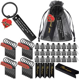 Sureio 72 Pcs Nurse Gift Include 24 Nurse Keychain with 24 Tassel Organza Bag and 24 Tag Thank You Gifts for Party(Black,Cute Style)