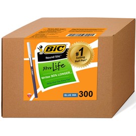 BIC BIC Round Stic Xtra Life Bulk Pens Ballpoint - Pack of 300 Blue Ink Pens - Medium point 1.0 mm (Blue)