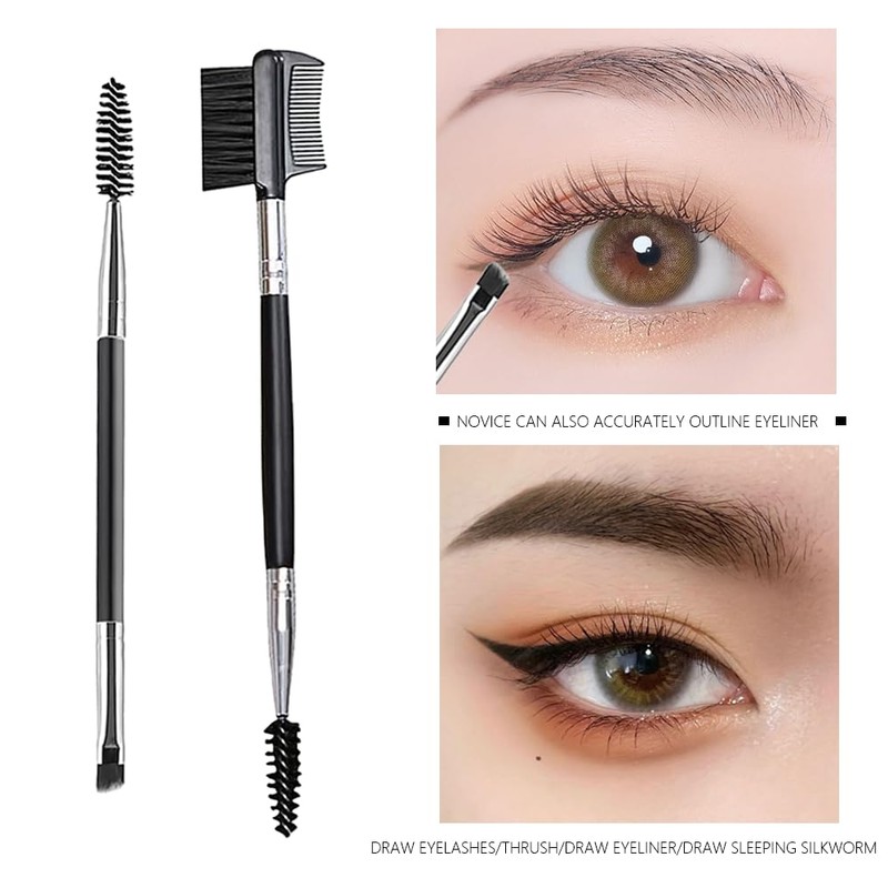 Eyebrow Brush, 2 Pieces Eyelash Comb Double Ended Eyelash Brush,