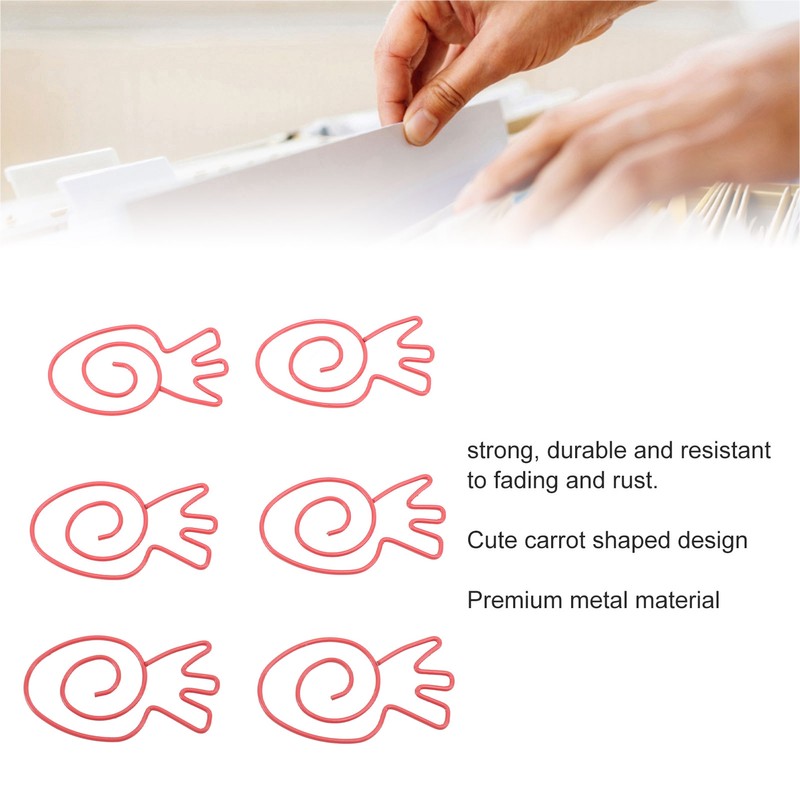 100Pcs Carrot Paper Clips Carrot Shape Strong Metal Anti Slip