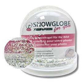 Photo Snow Globe Large | Contents Silver and Gold Glitter | Width 9 x 8 cm | 50010